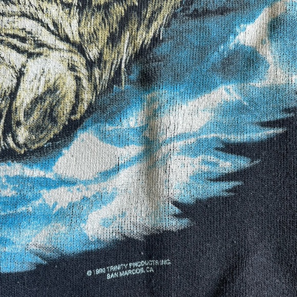 Vintage 1990s Leopard Graphic AOP Black Graphic Crewneck Sweater Made in USA - Picture 6 of 6